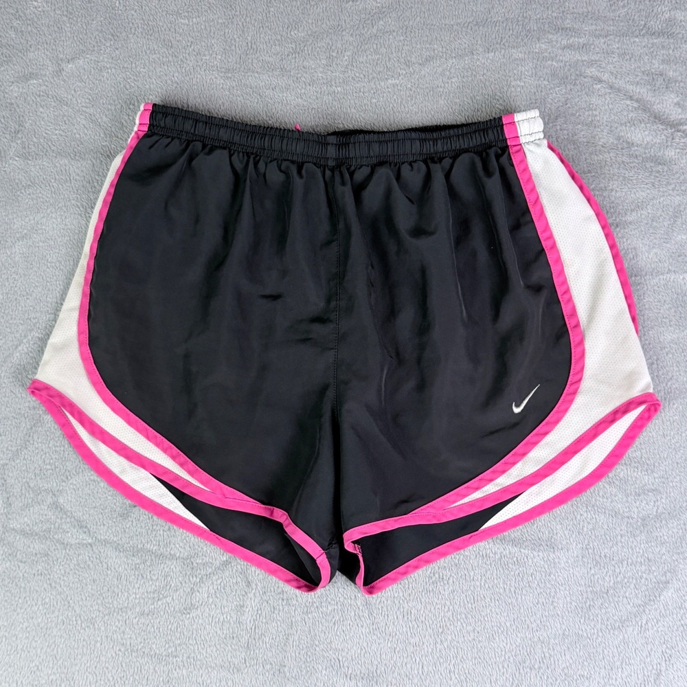 Nike Tempo Womens Running Shorts‎ Black Pink White Mesh Trim Medium 624278-038
